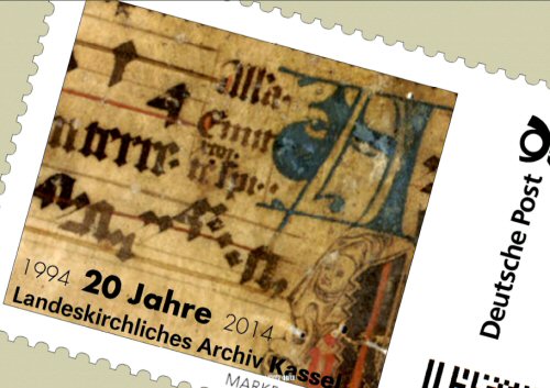 Passen zwanzig Jahre Landeskirchliches Archiv Kassel auf eine Briefmarke? Wir meinen ja! (Abb.: Lk-Archiv Kassel)