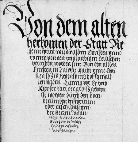 Bayerisches Hauptstaatsarchiv, Reichsstadt Regensburg Literalien 300 fol. 1